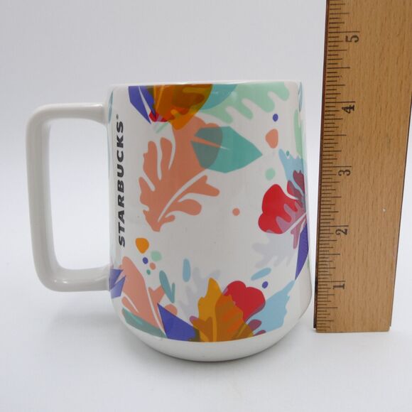 Starbucks Mug Summer 2020 Flowers Tropical Leaves Floral 14 oz - Picture 7 of 8